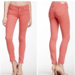 AG Adriano goldschmied Nantucket red polka dot the Stevie ankle jeans size 26